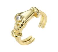 Interlockings Embraces Couple Rings Adjustable Open Shank Design Gold Silver Blending Alloy for Modern Accessories Two Tone Hug Handshake Rings