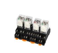 Intermediate Relay 12V/24V/220V Three-Phase Electromagnetic with Base Switch HH52P/53P/54P/62P/63P/64P All Copper Coil Silver(24V(10PCS),HH52P DC)