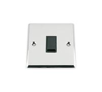 Intermediate Switch 1 Gang - Polished Chrome - Classic - Black Insert Plastic Switch - 10 Amp Single 1 Gang