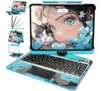Intermerge for iPad 9th 10.2 inch Keyboard Case, 360° Transparent Multi-Touch Trackpad, 7-Color Backlit Keyboard, Pencil Holder, Type-C, Power Indicator for 9th/ 8th/ 7th - Nebula Core X