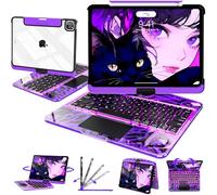 Intermerge iPad Air 11" Case with Keyboard (M3/M2) - 360° Transparent Multi-Touch Trackpad, RGB Keyboard, Pencil Holder, Type-C, Power Indicator for Pro 11" 4/3/2/1st & Air 5th/4th- Quantum Core X