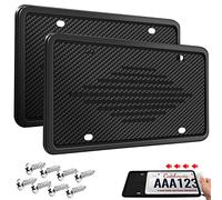 Intermerge License Plate Frames, 2 Pack, Universal US Car Black TPU Bracket Holder. Rust-Proof, Rattle-Proof, Weather-Proof with Drainage Holes Car Accessories