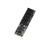 Internal 5 Port Non-Raid SATA III 6GB/s M.2 B+M Key Adapter Card for Desktop PC Support SSD and HDD. JMB585 Chipset