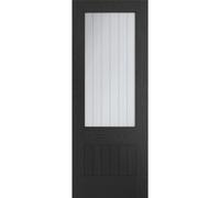 Internal Black Half-Glazed Cottage Door with Clear Etched Glass - 1981 x 838 x 35mm - Suffolk - XL Joinery