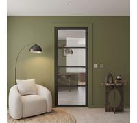 Internal Black Laminate Glazed Crittal Door with Clear Glass - Pre-Finished - 1981 x 686 x 35mm - Brent - XL Joinery