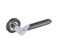 Internal Black Nickel and Silver Polished Chrome Lever Door Handle with Latch and Hinges Pack - 65mm Latch - Timis - XL