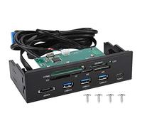 Internal Card Reader, 5.25 inches USB 3.0 Interface Multifunction Internal Card Reader Dashboard PC Front Panel with eSATA and USB 3.1 Port, Support M2, MSO, SD, MS, XD, 64G CF Card