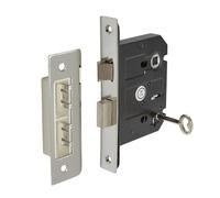 Internal Door Locks 3 Lever Sash Lock Polished Stainless Steel - 76mm / 57mm Backset