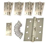 Internal Fire FD60 Door Hinges 4" 102mm Ball Bearing 5 Pair Pack [10 Hinges & Screws] Satin Nickel Plated