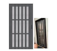 Internal Folding Door with Frosted Acrylic Window & Handle, PVC Accordion Sliding Divider Door for Kitchen Closet Living Room
