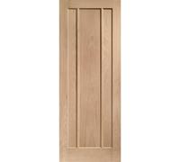 Internal Oak 3-Panel FD30 Fire Door - Unfinished - 1981 x 762 x 44mm - Worcester - XL Joinery