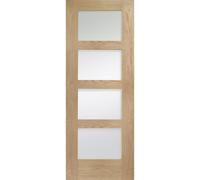 Internal Oak 4-Panel Shaker Door with Clear Glass - Pre-Finished - 1981 x 838 x 35mm - 4 Light - XL Joinery