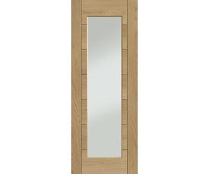 Internal Oak Fully-Glazed FD30 Fire Door with Clear Glass - Unfinished - 2040 x 726 x 44mm - Palermo Premium - XL Joiner
