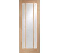 Internal Oak Glazed 3-Panel FD30 Fire Door with Clear Glass - Unfinished - 1981 x 686 x 44mm - Worcester - XL Joinery