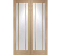 Internal Oak Glazed Rebated French Doors with Clear Glass - Unfinished - 1981 x 1372 x 40mm - Worcester - XL Joinery