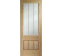 Internal Oak Half-Glazed Cottage Door with Clear Etched Glass - Pre-Finished - 1981 x 838 x 35mm - Suffolk Essential - X