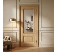 Internal Oak Half-Glazed Door with Clear Bevelled Glass Pre-Finished - 1981 x 762 x 35mm - Nelson - XL Joinery