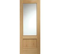 Internal Oak Half-Glazed Door with Clear Bevelled Glass - Unfinished - 1981 x 838 x 35mm - Andria - XL Joinery