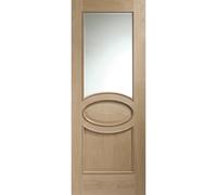 Internal Oak Half-Glazed Door with Clear Bevelled Glass - Unfinished - 2040 x 926 x 40mm - Calabria - XL Joinery