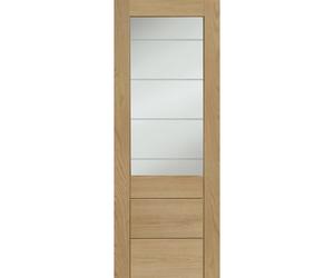 Internal Oak Half-Glazed Door with Clear Etched Glass - Pre-Finished - 2040 x 726 x 40mm - Palermo Essential - XL Joiner