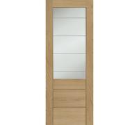 Internal Oak Half-Glazed Door with Clear Etched Glass - Unfinished - 1981 x 686 x 35mm - Palermo Essential - XL Joinery