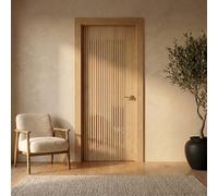 Internal Oak Laminate Glazed Door with Clear Glass - Pre-Finished - 1981 x 686 x 35mm - Stria - XL Joinery