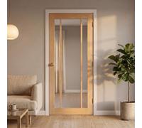 Internal Oak Laminate Glazed Industrial Style Door with Clear Glass - Pre-Finished - 1981 x 762 x 35mm - Redbridge - XL