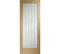 Internal Oak P10 FD30 Fire Door with Clear Etched Glass - Pre-Finished - 1981 x 686 x 44mm - Suffolk Premium - XL Joiner