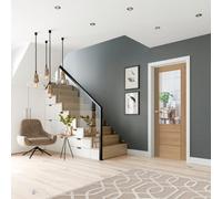 Internal Oak Palermo 2Xg Fd30 Fire Door With Clear Etched Glass - 2040 X 826 X 44mm - Xl Joinery