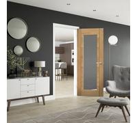 Internal Oak Palermo Glazed Door With Clear Glass - 1981 X 610 X 35mm - Xl Joinery
