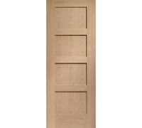 Internal Oak Pre-Finished Shaker 4-Panel Door - Pre-Finished - 2040 x 826 x 40mm - XL Joinery