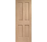 Internal Oak Pre-finished Victorian 4 Panel FD30 Fire Door - Pre-Finished - 2040 x 826 x 44mm - Victoria - XL Joinery