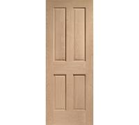 Internal Oak Victorian 4-Panel FD30 Fire Door - Unfinished - 1981 x 762 x 44mm - Victoria - XL Joinery