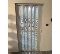 Internal Privacy Frosted Accordion Door for Open Closet, Doorway, Kitchen, Magnetic PVC Sliding Gate with Handle