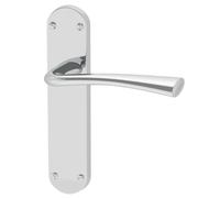 Internal Silver Polished Chrome Bathroom Lever Door Handle with Lock Latch and Hinges Pack - 65mm Latch - Weser - XL Joi