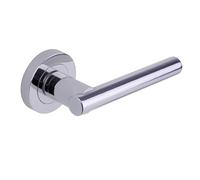 Internal Silver Polished Chrome Bathroom Lever Door Handle with Lock Latch and Hinges Pack - 65mm Latch - Loire - XL Joi
