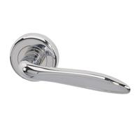 Internal Silver Polished Chrome Lever Fire Door Handle with Latch and Hinges Pack - 75mm Latch - Danube - XL Joinery