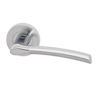 Internal Silver Polished/Satin Chrome Bathroom Lever Door Handle with Lock Latch and Hinges Pack - 75mm Latch - Drava -