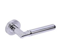 Internal Silver Polished/Satin Chrome Lever Door Handle with Latch and Hinges Pack - 75mm Latch - Tiber - XL Joinery