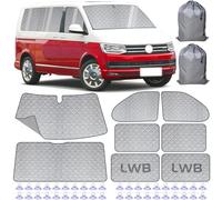 Internal Thermal Blind Set - 8 Pcs Compatible with VW T5/T6 Van LWB (Long Wheelbase), Multi-Layer Durable Material, Silver Reflective Effect, Easy Storage