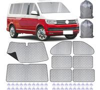 Internal Thermal Blind Set - 8 Pcs Compatible with VW T5/T6 Van LWB (Long Wheelbase), Thickened version with Black Back, Multi-Layer Durable Material, Silver Reflective Effect, Easy Storage