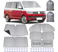 Internal Thermal Blind Set - 8 Pcs Compatible with VW T5/T6 Van SWB (Short Wheelbase), Thickened version with Black Back, Multi-Layer Durable Material, Silver Reflective Effect, Easy Storage