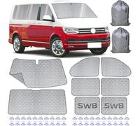 Internal Thermal Blind Set for VW T5 T6 SWB Van, 8 PCS Thermal Windscreen Cover with 40 Suction Cups, Camper Van Window Insulation Sunshade, Silver Reflective Front Window Sunshade