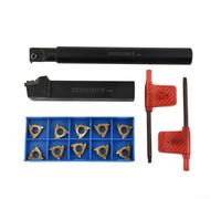 Internal Threading Boring Bar Set 2pc with 10 Inserts | Includes 2 holders, 10 carbide inserts, wrenches; ideal for internal and external threading tasks