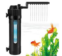 Internal UV Fish Tank Filter, 5-in-1 Aquarium Filter Pump with UV Steriliser, Multi-Mode Water Pump for Freshwater & Saltwater, 500 L/H Aquarium Filter for 80-200L Aquariums, Adjustable Flow Rate