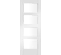 Internal White Primed Glazed 4-Panel Shaker Door with Clear Glass - 2040 x 826 x 40mm - 4 Light - XL Joinery