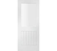Internal White Primed Half-Glazed Cottage FD30 Fire Door with Clear Glass - 1981 x 762 x 44mm - Suffolk - XL Joinery