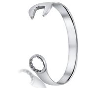 INTERNATIONAL BRANDS EXCESS STOCK TRADING U.K. I BEST U.K Men Bracelet Silver Spanner Bangle Biker Vintage Tool Design Large Size (Plain)