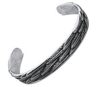 INTERNATIONAL BRANDS EXCESS STOCK TRADING U.K. I BEST U.K Mens Bracelets, Silver Cuff Bangle, Vintage Motorcyclist Gift for Men (Leaf)