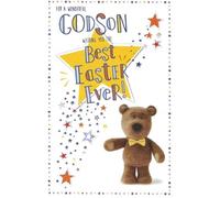 International Cards & Gifts Ltd Godson Easter Greeting Card, Teddy Bear with Stars Design, With Envelope